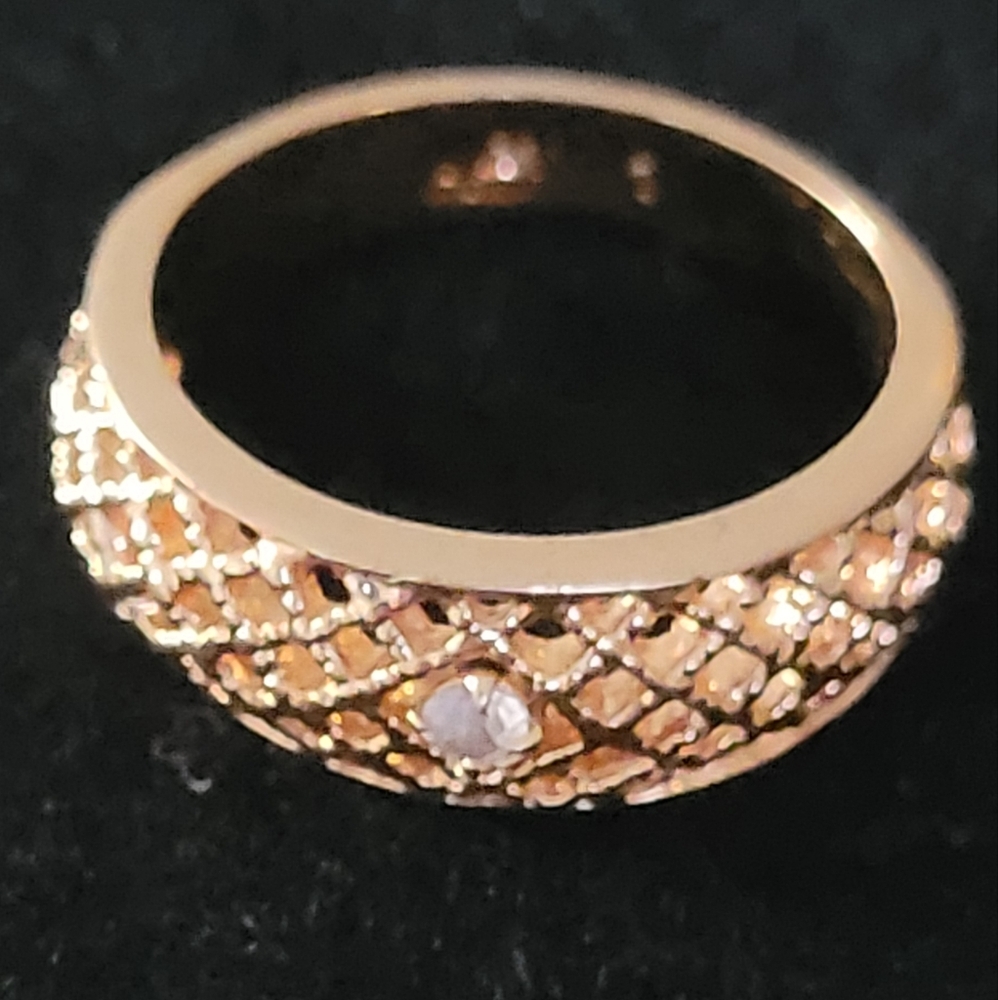 Avon vintage filigree lattice ring w/crystal rhinestone accent fashion jewelry